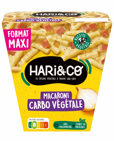 Macaroni carbo végétale & Lardons de tofu fumé