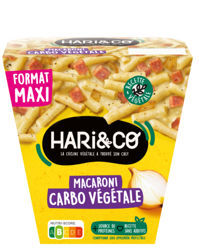 Macaroni carbo végétale & Lardons de tofu fumé